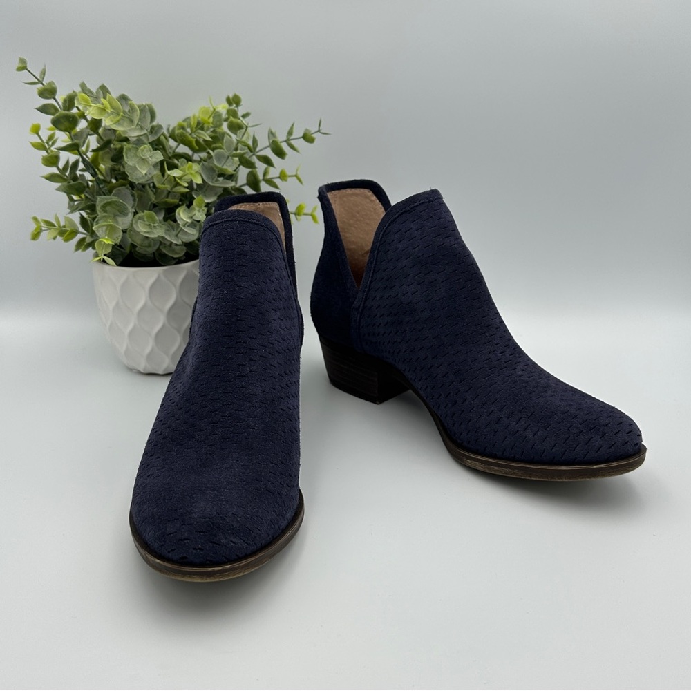 Lucky Brand Women’s Balei Heel Ankle Blue Leather Bootie Size 6.5 - Picture 13 of 14